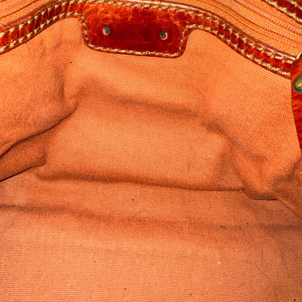 Isabella Fiore Textured Red and Brown Satchel - Picture 4 of 6